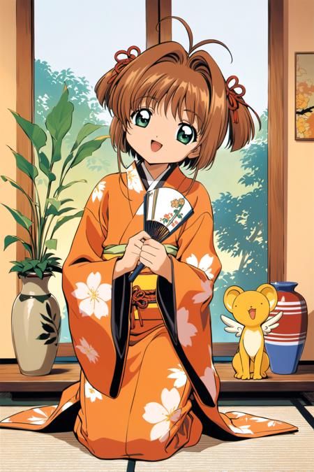 22138-1037753421-kinomoto sakura, 1girl, japanese clothes, seiza, kimono, brown hair, floral print, flower, vase, long sleeves, obi, green eyes,.png